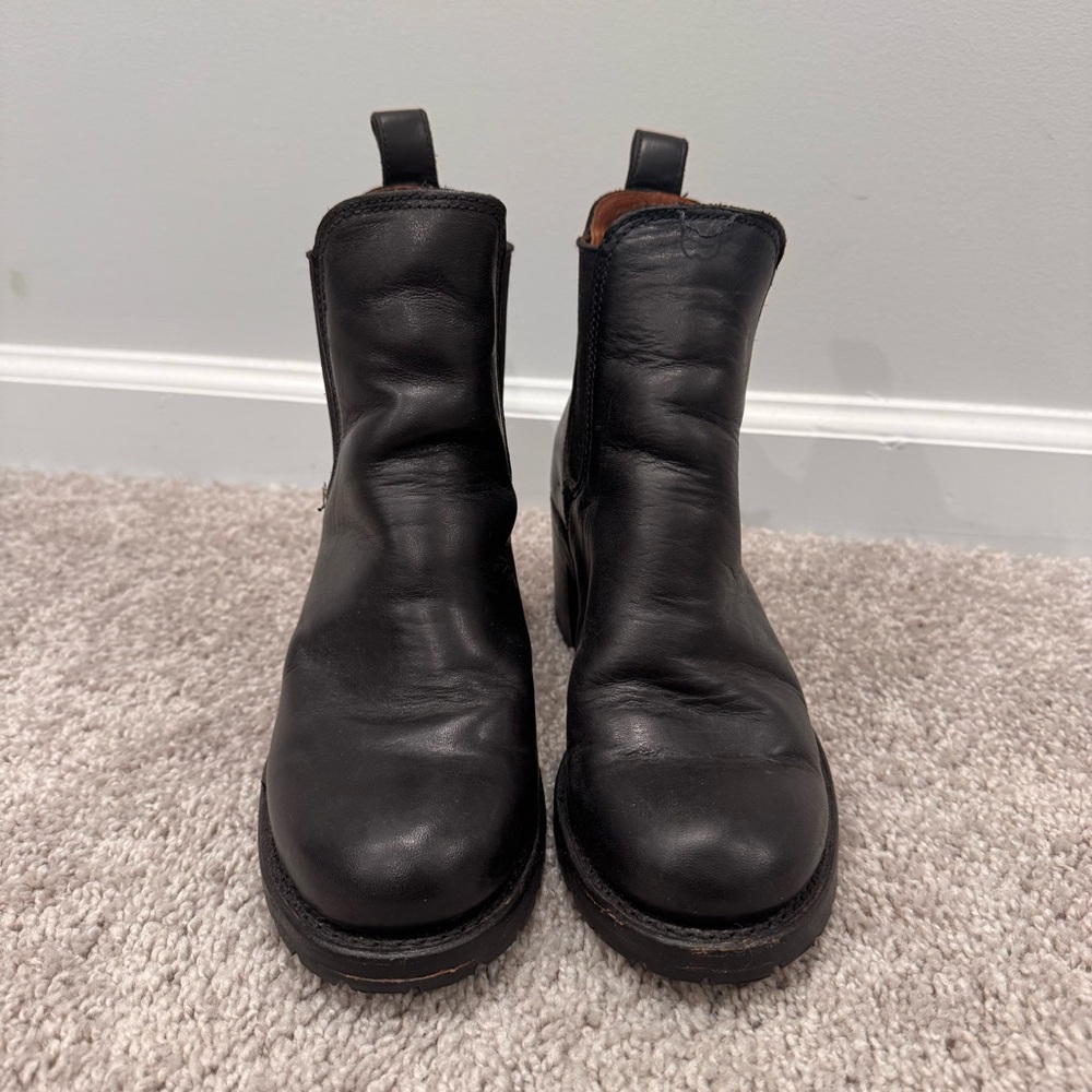 Frye Black Leather Ankle Boots